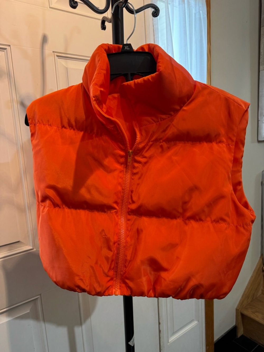 SHEIN Vibrant Orange Cropped Puffer Vest